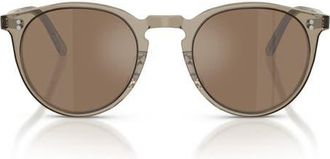 Oliver Peoples OMalley 48mm Round Sunglasses in Sencha /Cognac Mirror at Nordstrom