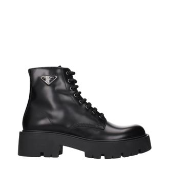 Prada Herrens Stiefeletten aus schwarzem Leder