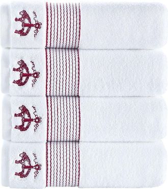 Brooks Brothers 4-Piece Robe Stripe Cotton Towel Set in White/Scarlet Sage at Nordstrom Rack, Size Washcloth