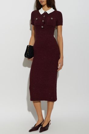 Self Portrait Collared Dress, Womens, Burgundy