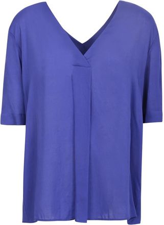 Xacus V-hals Blouse - Dames - Blouses - Blauw - S - Overhemden