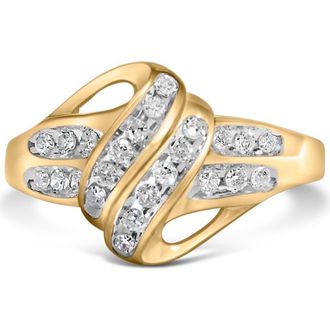 House of Brilliance 10K Yellow Gold Plated.925 Sterling Silver 1.0 Ctw Diamond Flower Cluster Open Halo Floral Ring in Yellow Gold Over Silver at