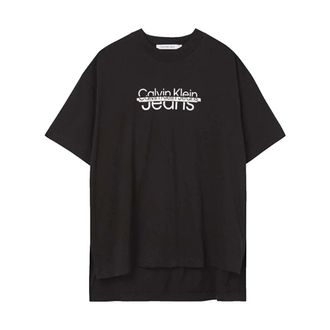 Calvin Klein T-Shirts, female, Black, XS, Disrupted Logo Oversize T-shirt