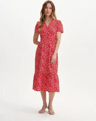 Finery Deena Wrap Midi Dress in Red Cherry Spot at Nordstrom, Size 20