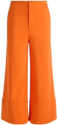 Alice & Olivia Andra wide-leg cropped trousers - women - Cotton/Elastane/Nylon - 8 - Orange