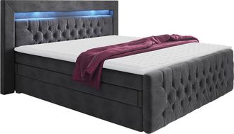 Mirjan24 Mobilier1 - Cama Continental Nashville 124, Continental, Doble, 140x200, Tapiz, Somieres, 160x220x115cm, Led