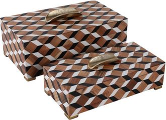 Sagebrook Home Set Of 2 1Geo Print Footed Boxes