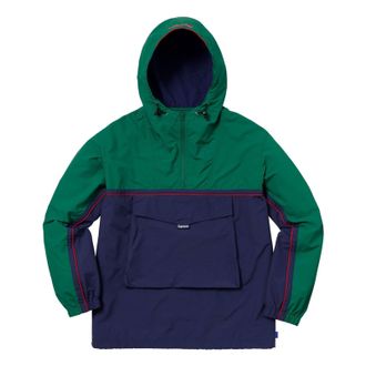 SUPREME SS18 Split Anorak Green Colorblock hooded Interchange Jacket Unisex SUP-SS18-547