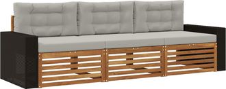 vidaXL Conjunto De Sof&aacute;s De Exterior 3 Uds. Natural Y Gris Claro Vidaxl