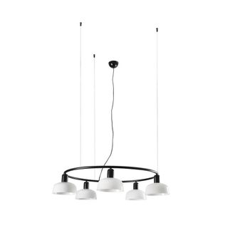 Netlighting Tatawin Small 5 Light Cylindrical Pendant Black Opal in White