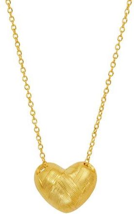 Savvy Cie Jewels Basket Weave Wide Heart Pendnant Necklace in Yellow at Nordstrom Rack