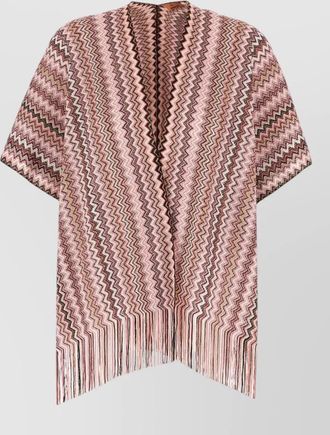 Missoni viscose blend cape open front fringe
