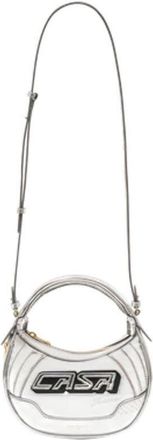 Casablanca Logo-Plaque Biker Shoulder Bag Silver