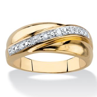 Palm Beach Jewelry Mens 1/10 TCW Round Diamond Wave Ring in 18k Gold-Plated