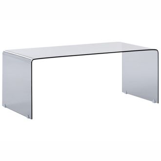 Beliani Mesa De Centro Moderna Minimalista Rectangular De Vidrio Semitransparente Negro Kendall