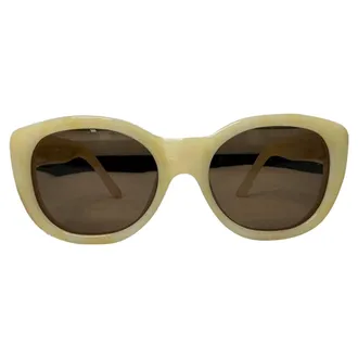 Linda Farrow x Dries Van Noten Square-Framed Sunglasses in Cream Acetate