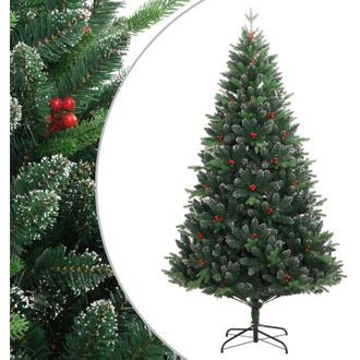 vidaXL Rbol De Navidad Artificial Con Bisagras Y Frutos Rojos 150 Cm Vidaxl
