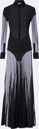 Jean Paul Gaultier Knitted silk-trimmed shirt dress