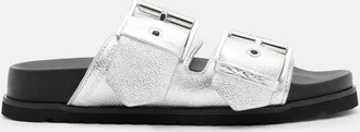 AllSaints Cow Leather Sian Metallic Leather Buckle Sandals, Size: UK 4/ US 7/ EU 37
