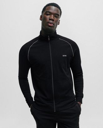 Boss Orange by Hugo Boss Mix & Match Mens Stretch Cotton Zip-Up Jacket with Logo Detail NOS - Black - Size X-Large