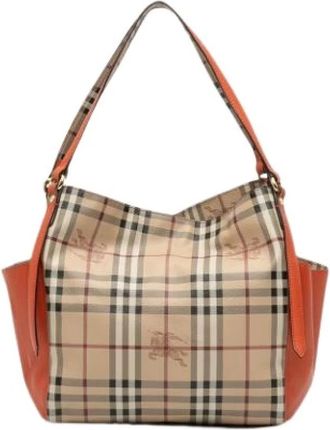 Burberry Pre-owned Shoulder Bags, female, Brown, Size: ONE SIZE Pre-owned Canvas Shoulder Bag
