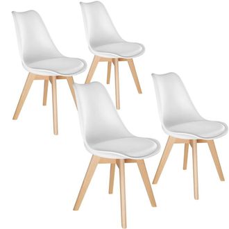 TecTake Dining Chair Set Frederikke Set Of 4 - White | Size: 4 Pack