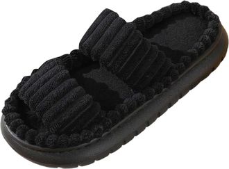 Generic Womens Winter Slippers, Plush Felt Slippers, Non-Slip Comfortable Flat Cuddly House Slippers with Soft Rubber Sole, Cuddly Slippers, Cotton Shoes, Ind