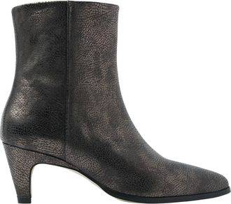 VIA VAI Lina Jackson metallic enkellaarsjes - Dames - Laarzen met Hak - Grijs - 37 EU - Leer - Schoenen