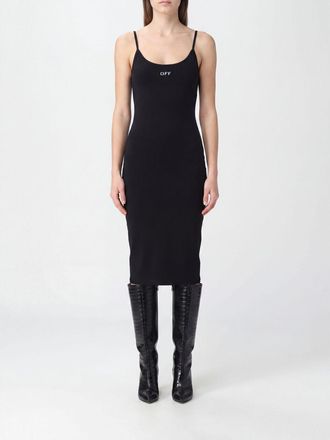 Off-white Slim Fit Stretch-Jersey Midi Sheath Dress with U-Neck