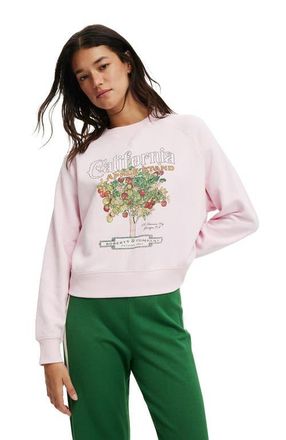Cotton On Womens Classic Fleece Graphic Raglan Crew Sweatshirt in California Apple Stand at Nordstrom, Size X-Large