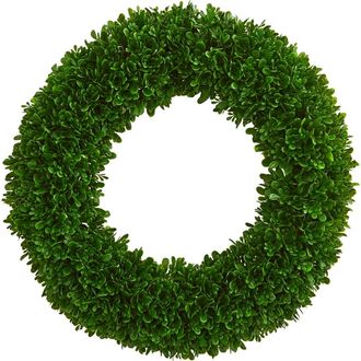 Nearly Natural 19.5-in Tea Leaf Wreath UV Resistant in Green at Nordstrom