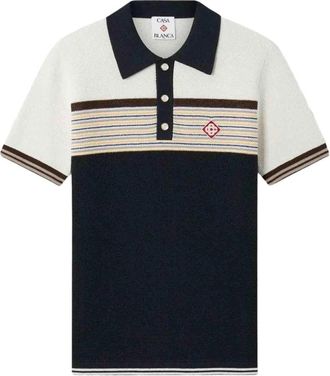 Casablanca Gestreepte Gebreide Polo - Heren - Polos - Veelkleurig - 2XL - Katoen - Tops