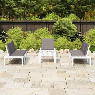 vidaXL Set De Muebles De Jard&iacute;n 4 Piezas Con Cojines Pl&aacute;stico Blanco Vidaxl