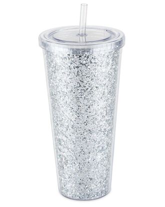 Blush Glam Silver Double Walled Glitter Tumbler