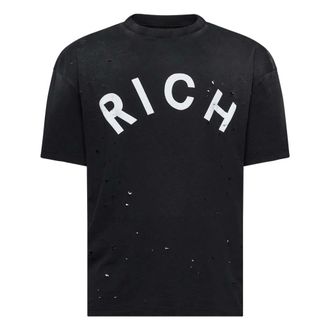 John Richmond Camiseta con Estampado Frontal y Efecto Desgastado - Tops - Hombre - Negro - L