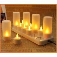 OEM Juego De 12 Velas Led Recargables, Velas Led El&eacute;ctricas Con Llama Parpadeante Y Estaci&oacute;n De Carga, Decoraci&oacute;n Para Navidad, Cumplea&ntilde;os, Bodas, Cenas, 