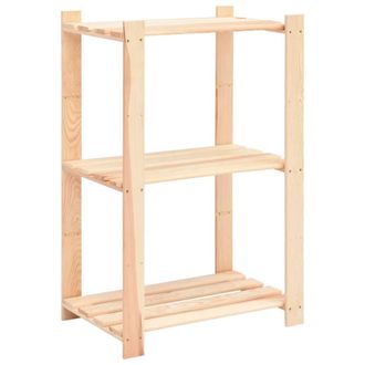 Berkfield Home Durable 3-Tier Storage Racks 5 pcs 60x38x90 cm Solid Pinewood 150 kg in Beige | Size: 60 x 38 x 90 cm
