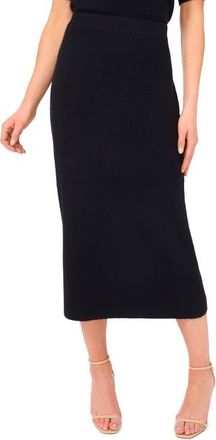 CeCe by Cynthia Steffe Rib Sweater Midi Skirt in Rich Black at Nordstrom, Size Large