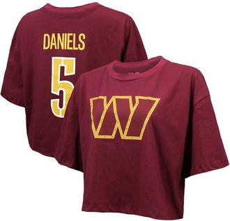 Majestic Threads Womens Majestic Threads Jayden Daniels Burgundy Washington Commanders Swarovski Crystals Boxy Cropped Name & Number T-Shirt at Nordstrom, Size Medium