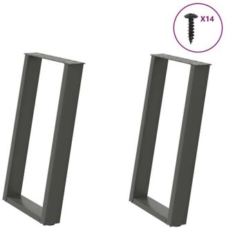 vidaXL Vidaxl - Patas Para Mesa De Comedor En Forma De U (2 Unidades), Antracita, 50 X (72-73) Cm, Acero