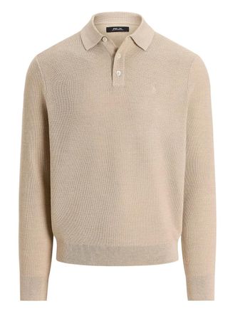 Ralph Lauren long-sleeve polo shirt - men - Recycled Polyester/Wool - M - Neutrals