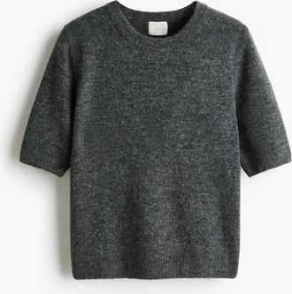 H&M T-Shirt aus Feinstrick - Grau