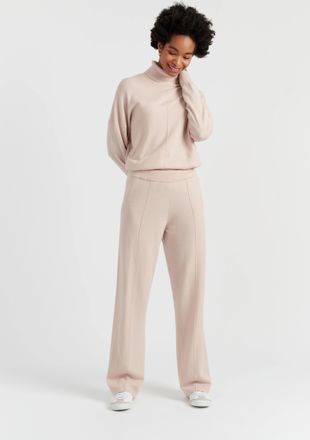 Chinti and Parker Bone Wool-Cashmere Wide-Leg Track Pants