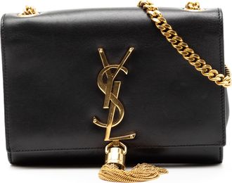 Saint Laurent Womens Pre-owned Small Smooth Calfskin Monogram Kate Tassel Crossbody - Black Leather - One Size