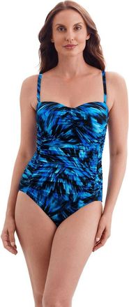 Longitude Shirred Sweetheart Tank Long Torso One-Piece Swimsuit in Summer Waves at Nordstrom, Size 12