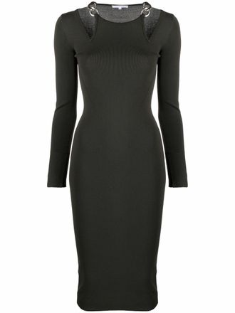 Patrizia Pepe cut-out fitted dress - women - Polyamide/Viscose/Aluminium/Copper - II - Green
