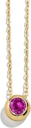 BaubleBar 18k Gold Plated Birthstone Pendant Necklace in Pink at Nordstrom