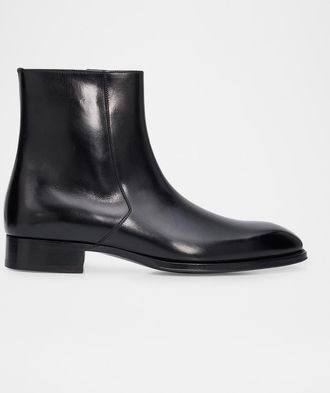 Tom Ford Men & apos;s Elkan Burnished Leather Zipped Ankle Boots