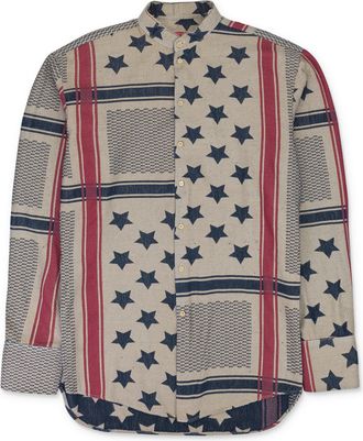 Fourtwofour on Fairfax MULTI TUNIC AMERICAN FLAG BUTTON-DOWN SHIRT