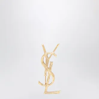 Saint Laurent Cassandre brooch with engraved design